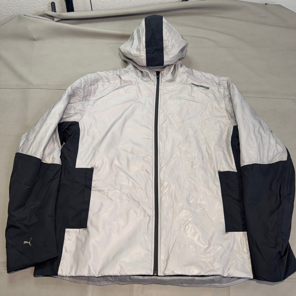 Puma Porsche Men‎ XXL Windbreaker Light Jacket Metallic Glow in Dark Silver-5339